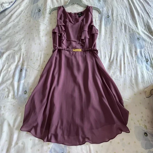 h&m purple ruffle dress H&M Lavendar Ruffle Dress